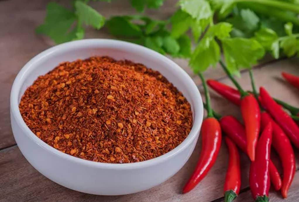 Fresh Cayenne peppers at a market